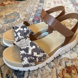 Cole Haan Brown and Cream Sandals with Modern Platform Design